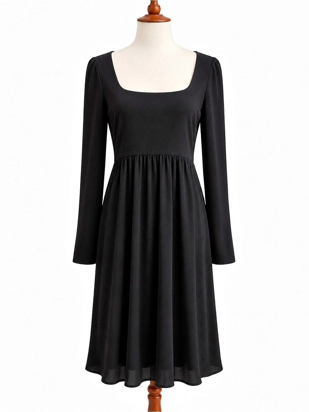 Worth Black 100% Silk Midi Dress Size 8 Vintage Baby Doll Dress 90s
